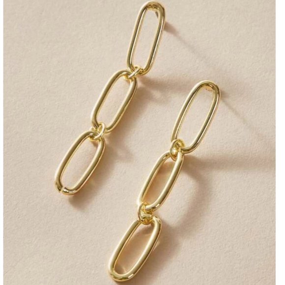 5 for $25 Gold Color Link Chain Statement Earrings - Picture 2 of 4